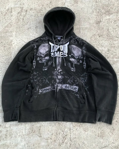 Washed Gothic Letter Zipper Hoodie