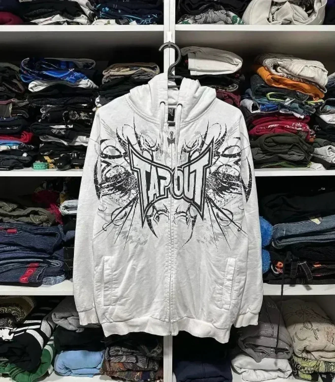 Washed Gothic Letter Zipper Hoodie