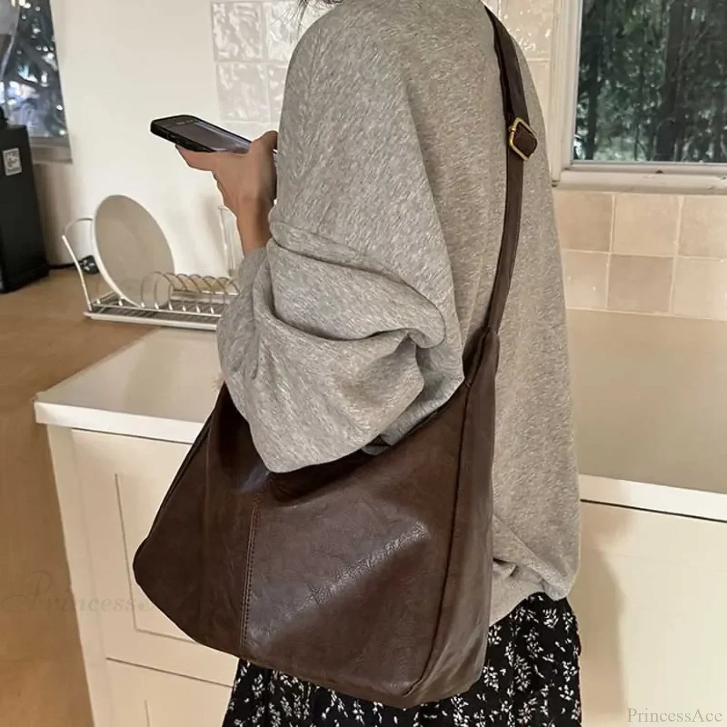 Weaving Straw Top-Handle Shoulder Bag