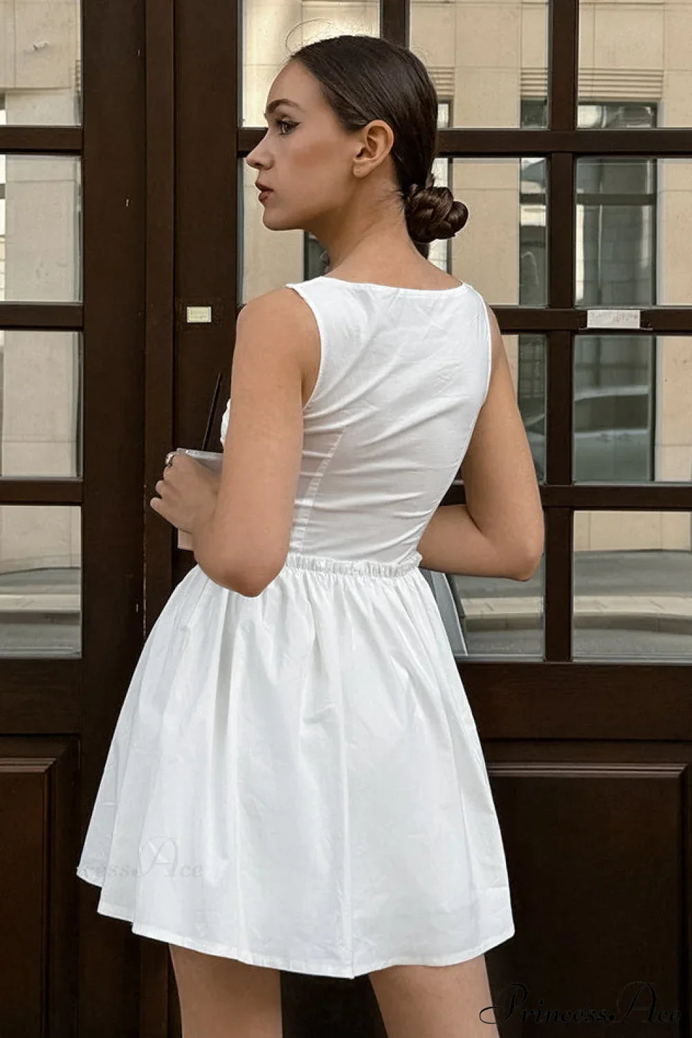 White Cotton A Line Cami Mini Dress