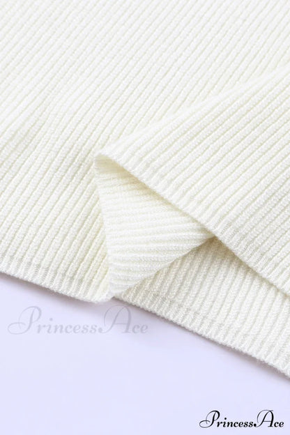 White Neck Knit Ribbed Halter Tank Cross Criss Top