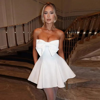 White Pearl Backless Party Dress