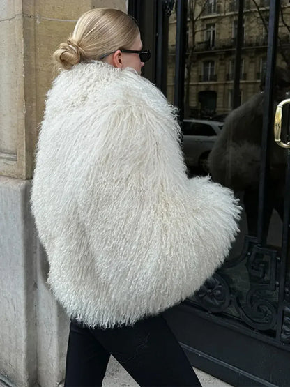 White Thicken Cropped Coat