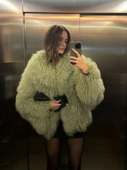 White Thicken Cropped Coat