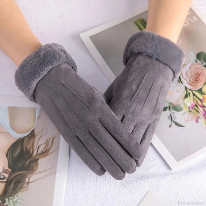 Winter Fur Full Finger Windproof Driving Outdoor Screen Women Glove