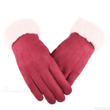 Winter Fur Full Finger Windproof Driving Outdoor Screen Women Glove
