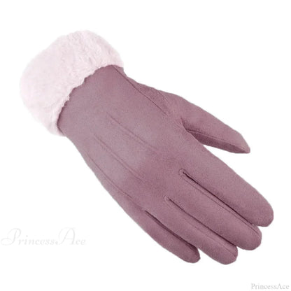 Winter Fur Full Finger Windproof Driving Outdoor Screen Women Glove