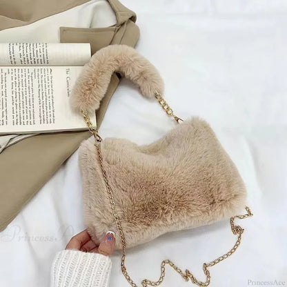 Winter Plush Fluffy Small Square Crossbody Handbag