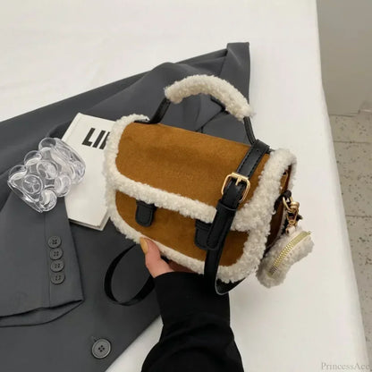 Winter Plush Small Square Crossbody Handbag