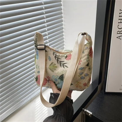 Winter Prints Crescent Cloth Crossbody