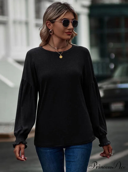 with Neck Dropped Flounce Round Arm and T-Shirt Shoulder