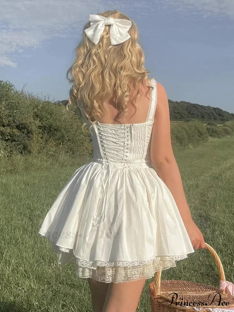 Elegant White Lace Spaghetti Dress