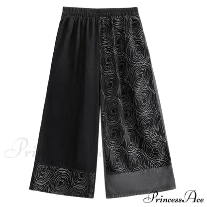 Women Patchwork Casual Denim High Elastic Waist Personality Fashion Loose Wide Leg Korea Spring Autumn New Jean