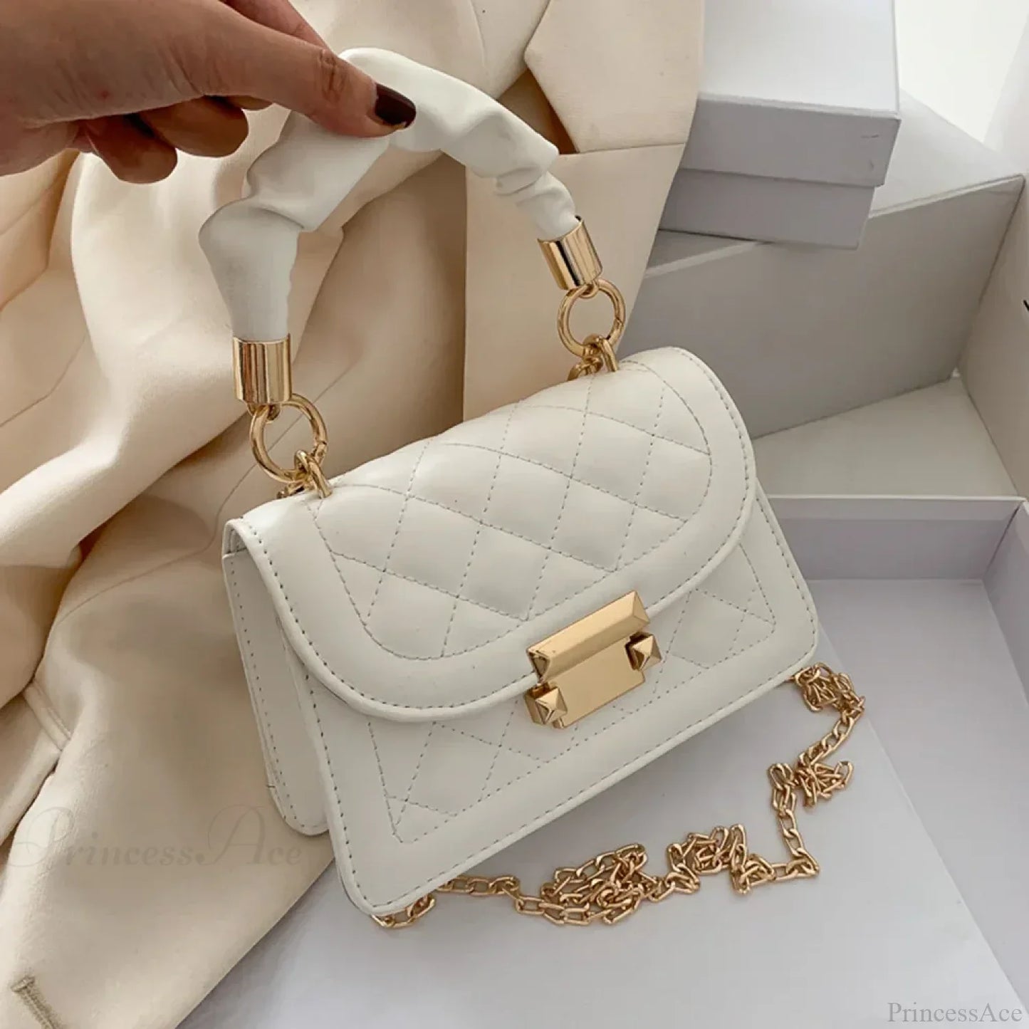 Women PU Leather Designer Crossbody Chain Handbag