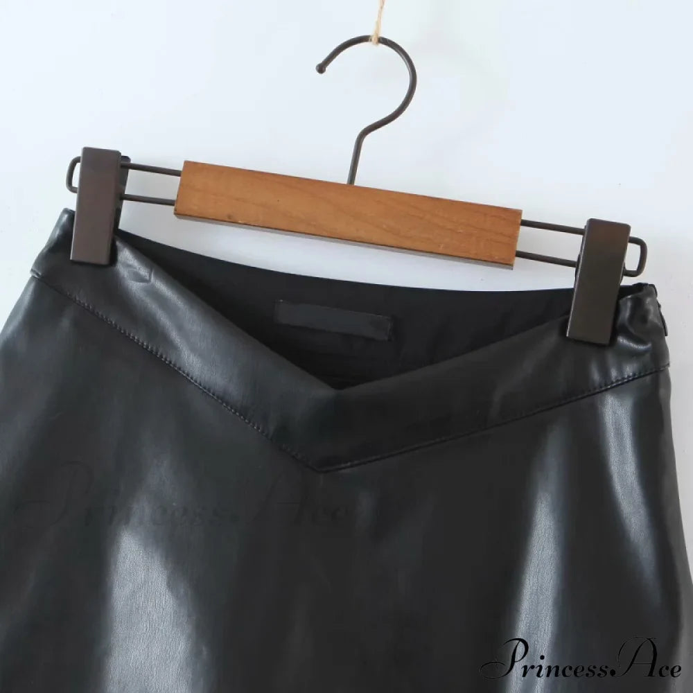 Women PU Leather Short Sexy Skirt