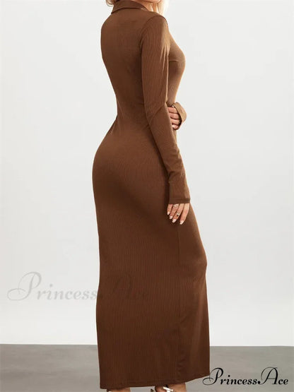 Women Slim Fit Sleeve Button Down Turn Down Collar Evening for Spring Fall Female Vestidos