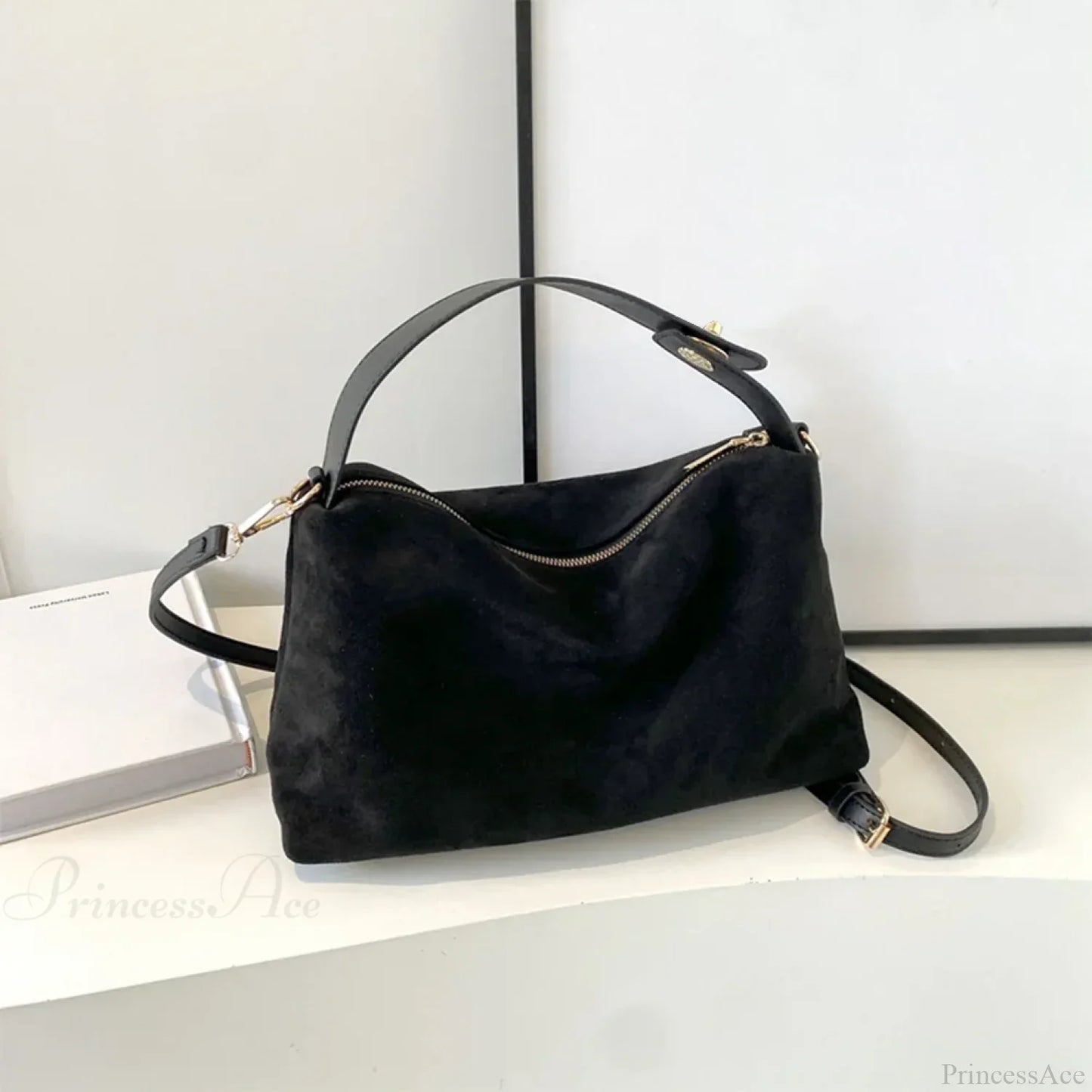 Women Suede Adjustable Crossbody Handbag