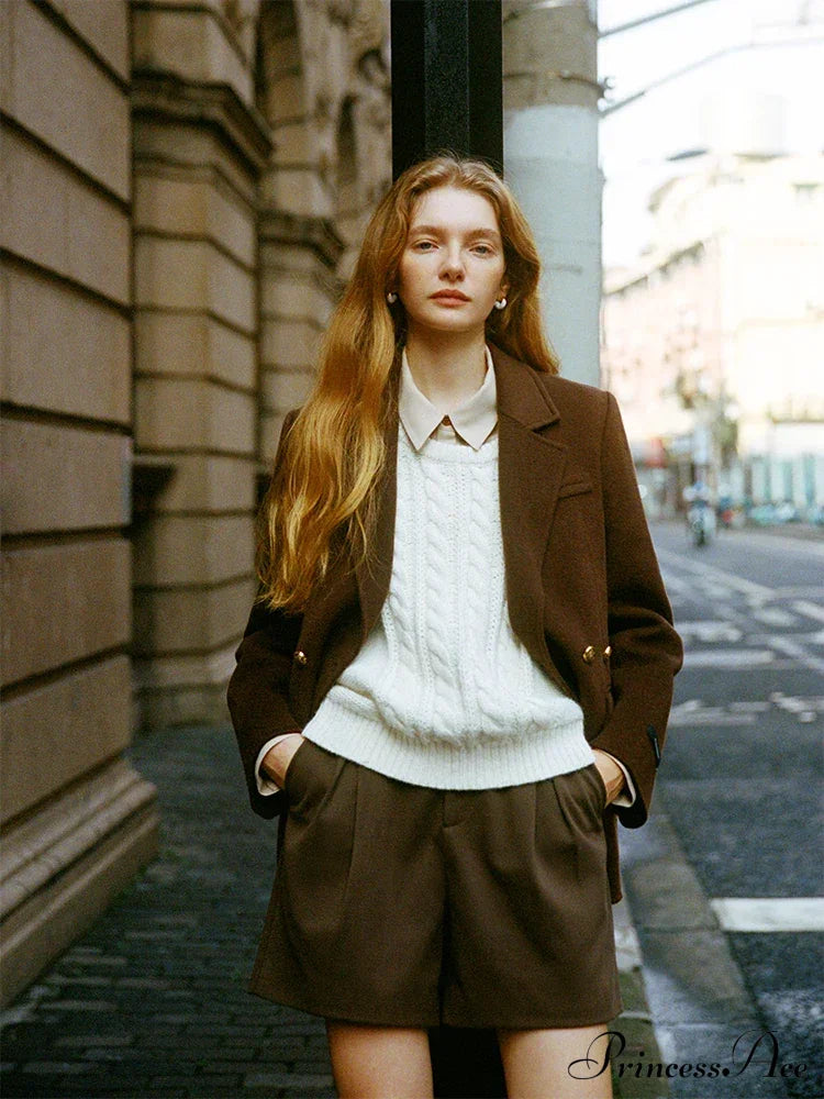 Wool Commuter Short Double-sided Single-breasted Two-button Lady Simple Elegant Coat