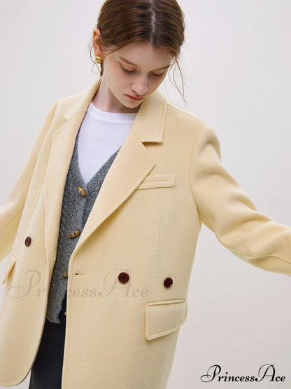 Wool Commuter Short Double-sided Single-breasted Two-button Lady Simple Elegant Coat