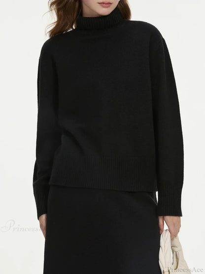 Wool Gray Turtleneck Sweater Skirt Sweater