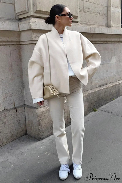 Woolen V-Neck Short Loose Chillax Coat