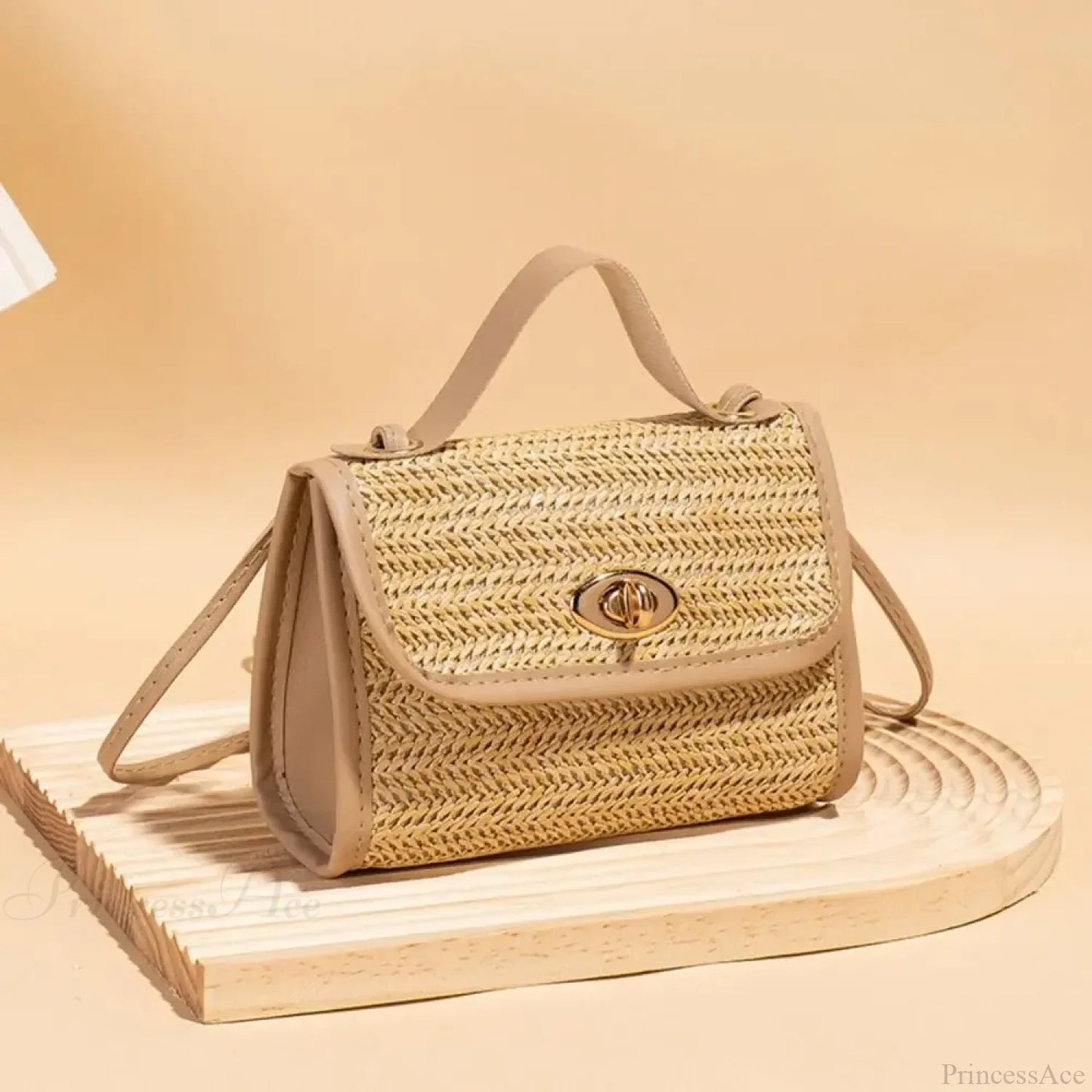 Woven Messenger Straw Travel Tote Handbag