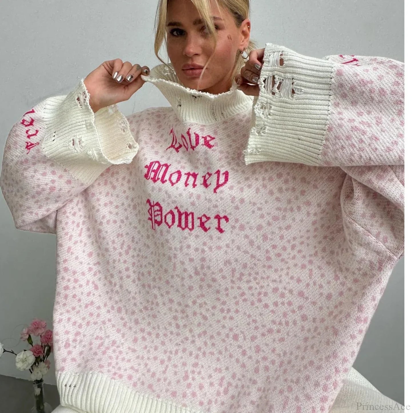 Y2K Baggy Ripped Knit Sweater