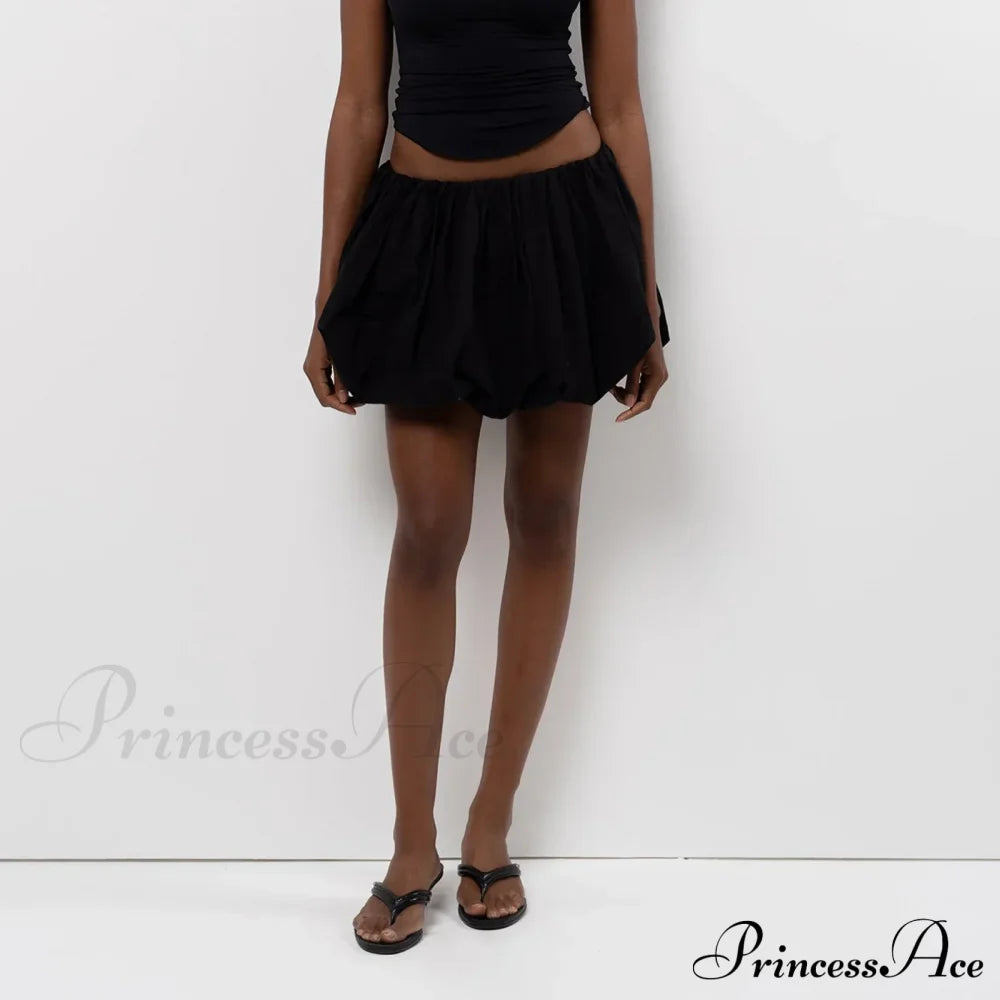 Y2K Bubble Pleated Hem A Line Mini Skirt