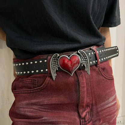 Y2K Genderless Gothic Crimson Heart Strap