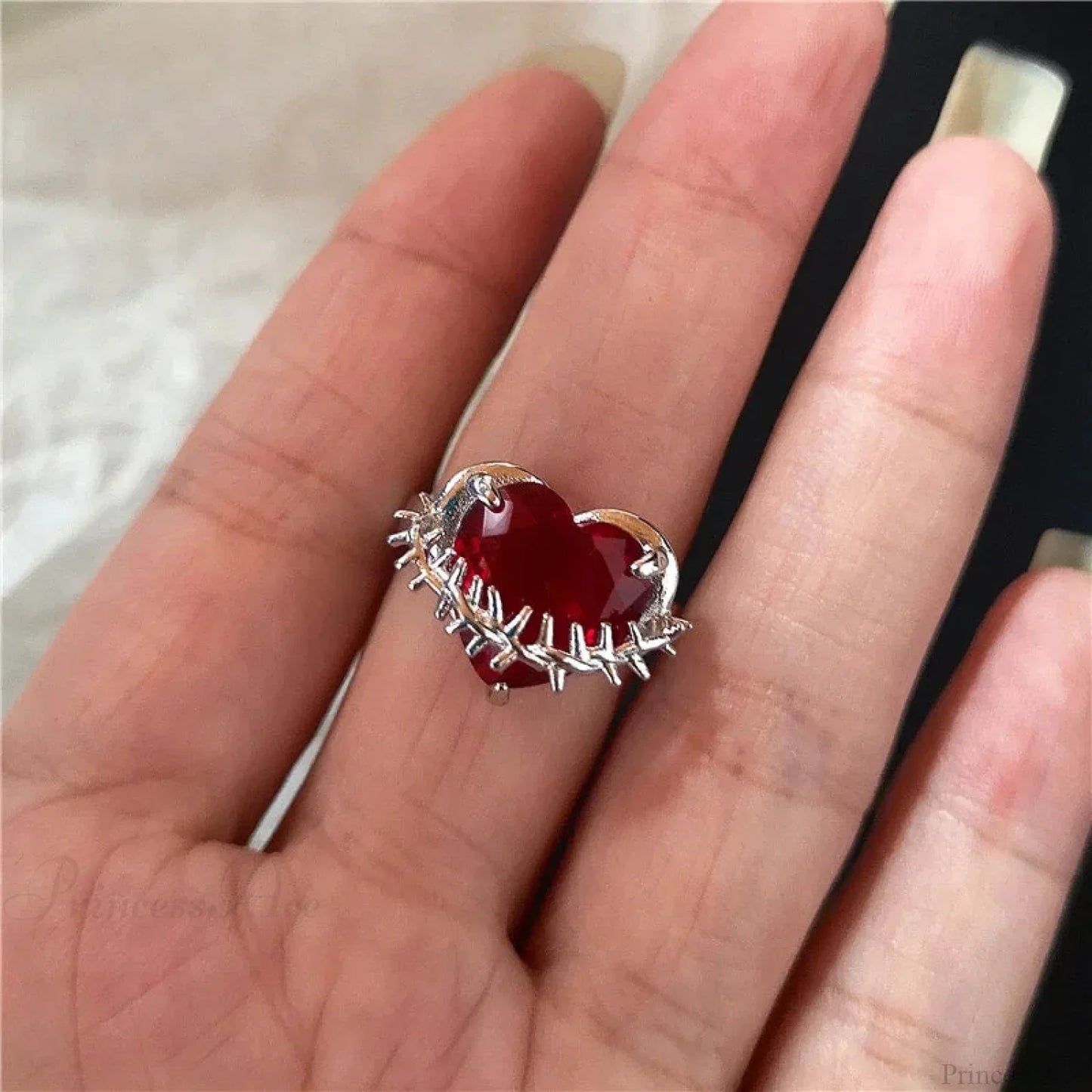 Y2K Gothic Animal Spider Crimson Crystal Ring