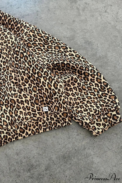 Y2K Leopard Print Hip-Hop Zip Hoodie