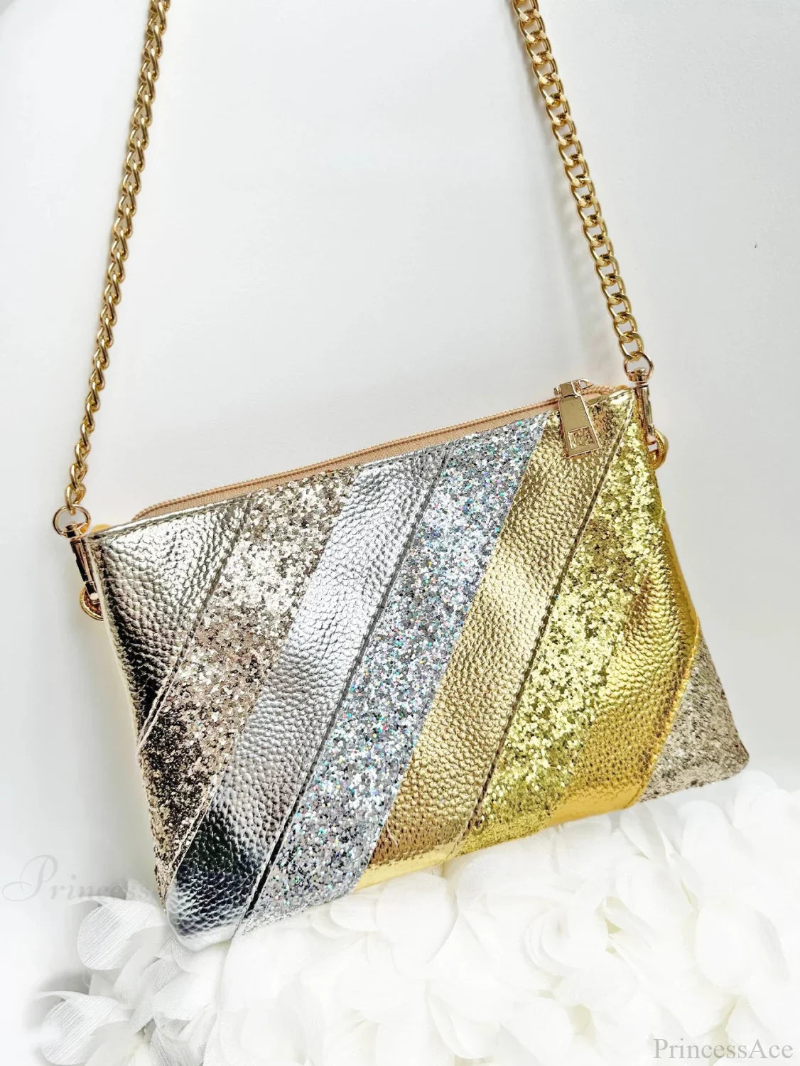 Y2K Metallic PU Leather Patchwork Wristlet