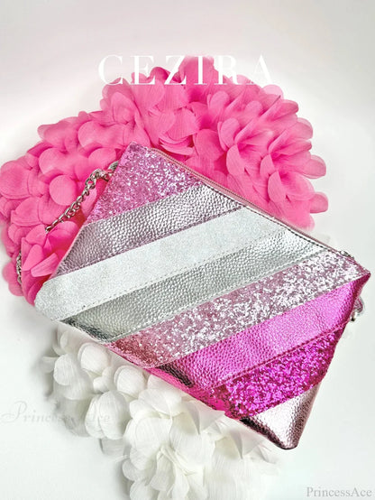 Y2K Metallic PU Leather Patchwork Wristlet