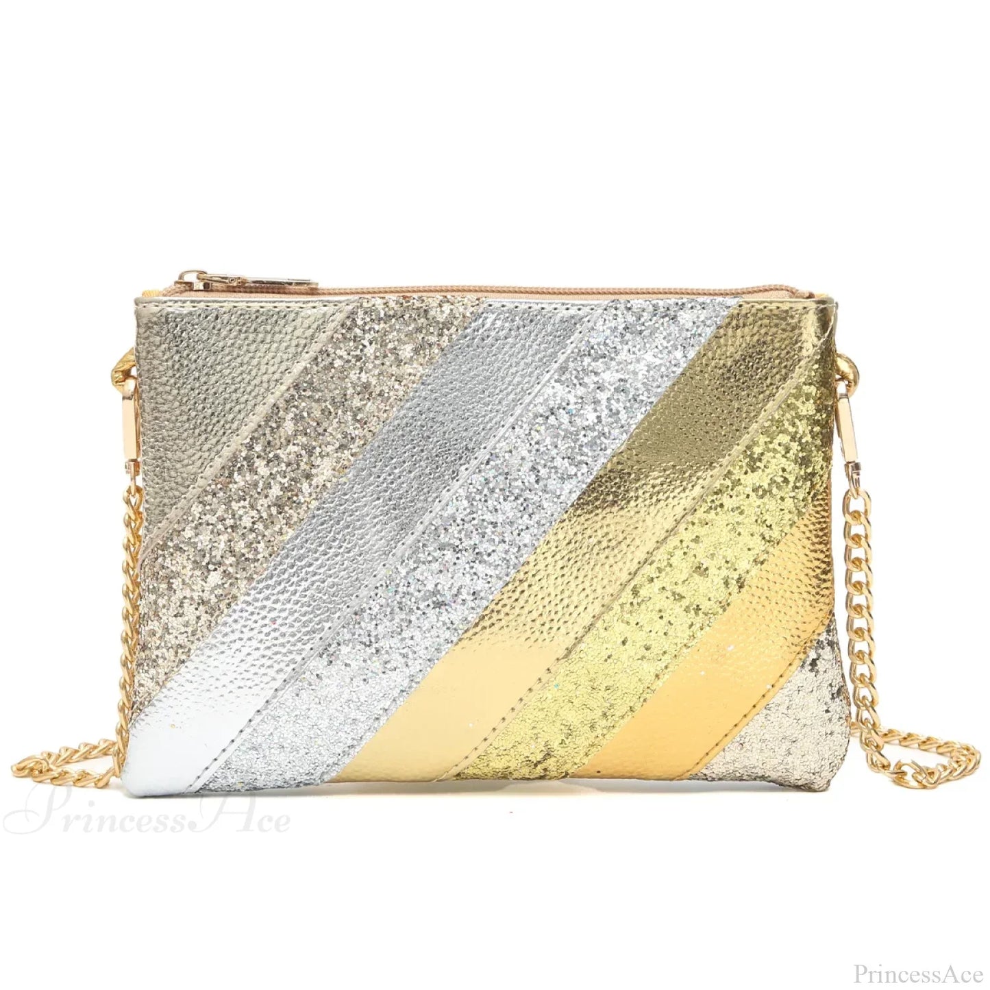 Y2K Metallic PU Leather Patchwork Wristlet
