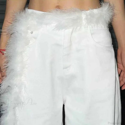 Y2K Mysterious Rebellious Furry Plush Waist Chain Belt