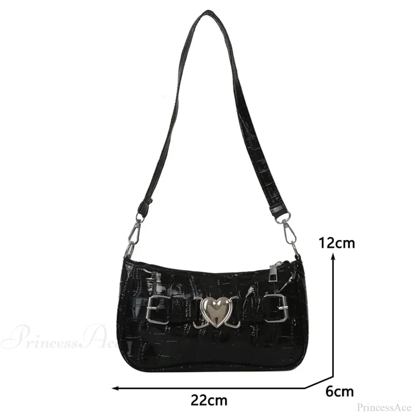 Y2K Peach Heart Leather Shoulder Bag