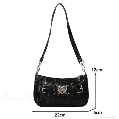 Y2K Peach Heart Leather Shoulder Bag