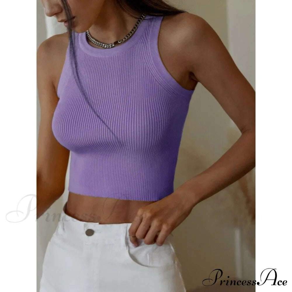 Y2K Sleeveless Knitted Crop Tops