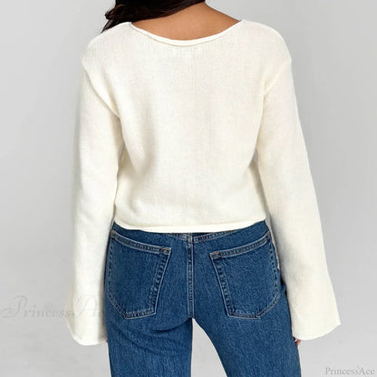 Y2K Star Print Lightweight Crewneck Cropped Knit Pullover Top