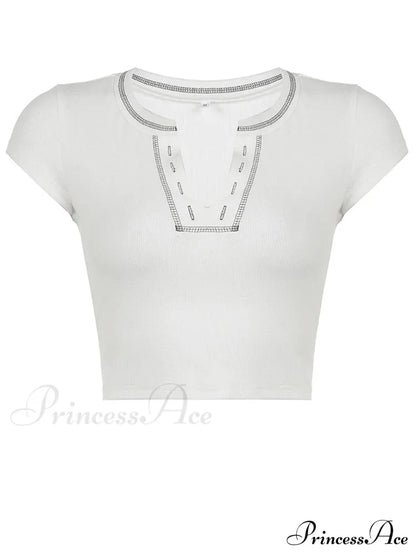 Y2k Striped White Knitted Crop Top