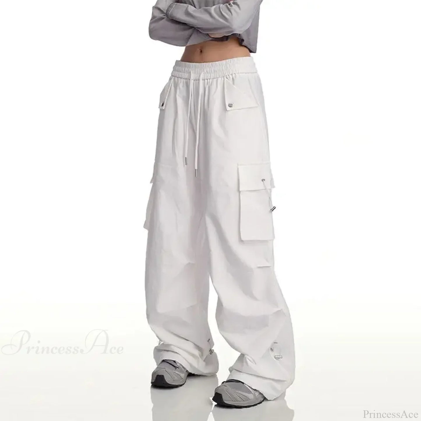 Y2K White Cargo Baggy Pants