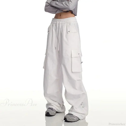 Y2K White Cargo Baggy Pants