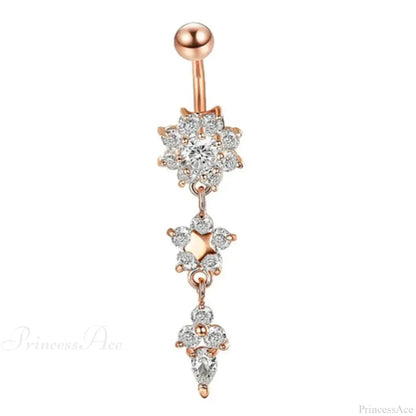 Yellow CZ Butterfly Heart Gothic Belly Ring