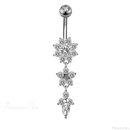Yellow CZ Butterfly Heart Gothic Belly Ring