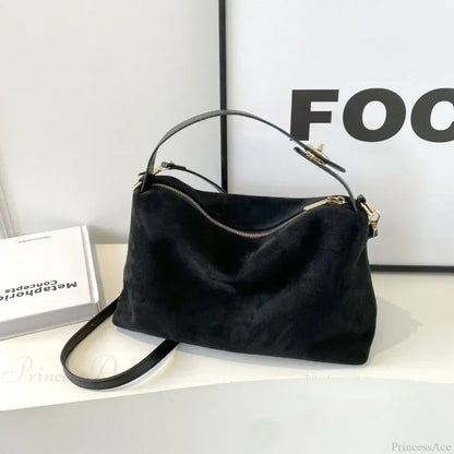Zip Solid Sewing Thread PU High Capacity Shoulder Handbag