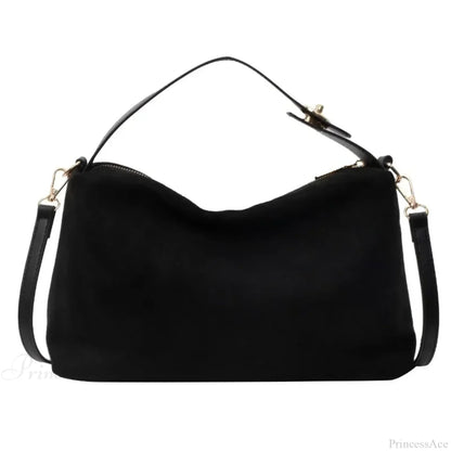 Zip Solid Sewing Thread PU High Capacity Shoulder Handbag