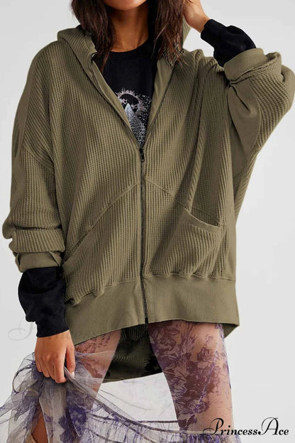 Zipper Waffle Hoodie