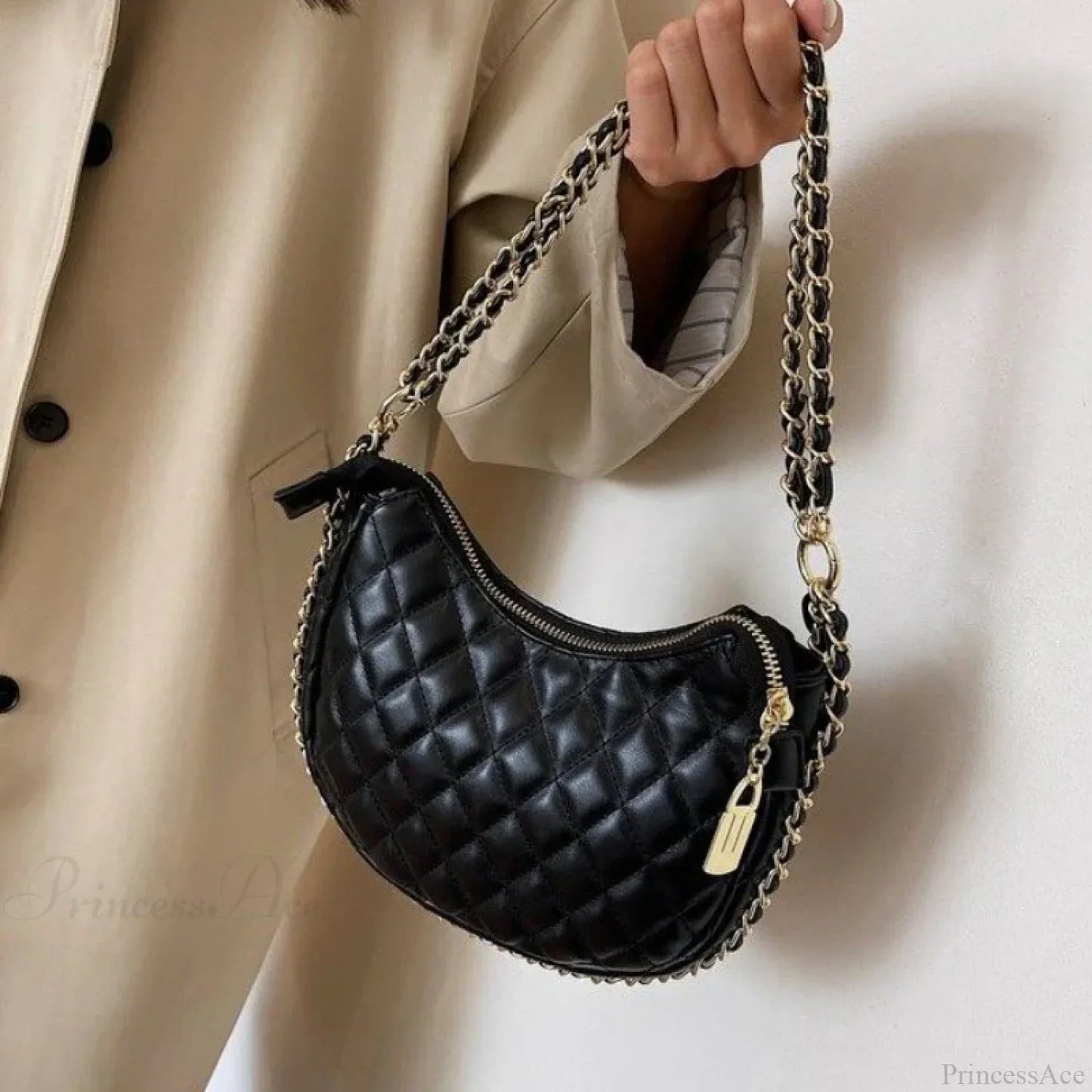 Zipper Women's Bag Diamond Crossbody PU Leather Clutch