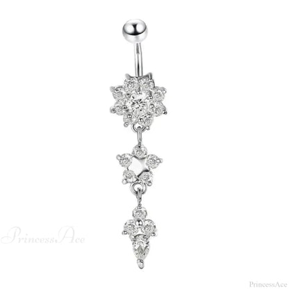 Zircon Bloom Dangle Gothic Belly Ring