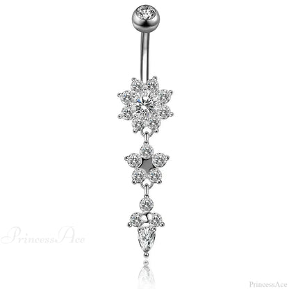 Zircon Bloom Dangle Gothic Belly Ring
